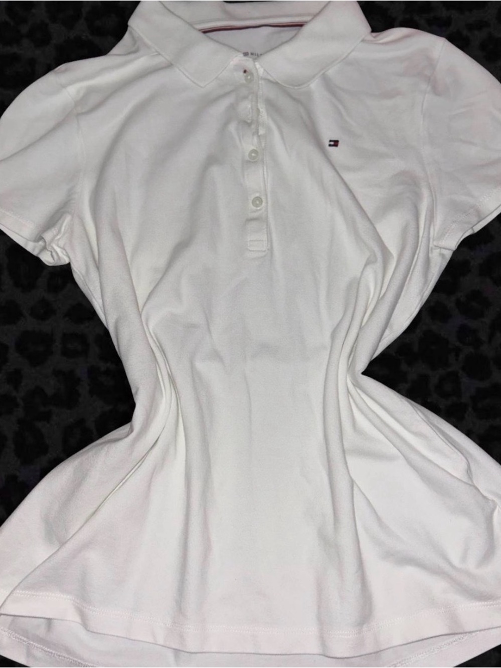 Tommy Hilfiger White Short-Sleeve Polo Button Down